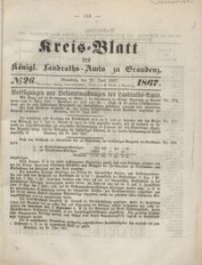 Kreis Blatt des Königlichen Landraths-Amts zu Graudenz 1867.06.28 nr 26