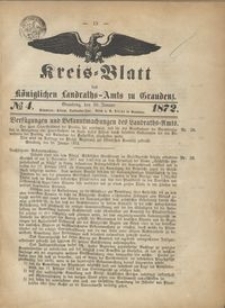 Kreis Blatt des Königlichen Landraths-Amts zu Graudenz 1872.01.26 nr 1