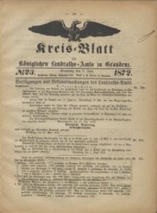 Kreis Blatt des Königlichen Landraths-Amts zu Graudenz 1872.06.06 nr 23