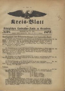 Kreis Blatt des Königlichen Landraths-Amts zu Graudenz 1872.07.12 nr 28