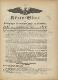 Kreis Blatt des Königlichen Landraths-Amts zu Graudenz 1872.09.13 nr 37