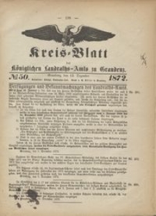 Kreis Blatt des Königlichen Landraths-Amts zu Graudenz 1872.12.13 nr 50