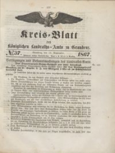 Kreis Blatt des Königlichen Landraths-Amts zu Graudenz 1867.09.13 nr 37