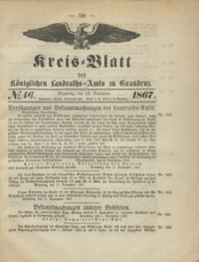 Kreis Blatt des Königlichen Landraths-Amts zu Graudenz 1867.11.15 nr 46