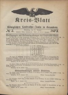 Kreis Blatt des Königlichen Landraths-Amts zu Graudenz 1873.01.31 nr 5