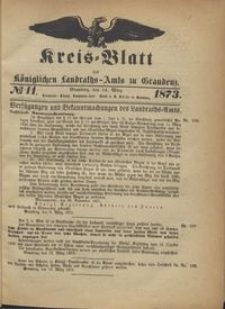 Kreis Blatt des Königlichen Landraths-Amts zu Graudenz 1873.03.14 nr 11