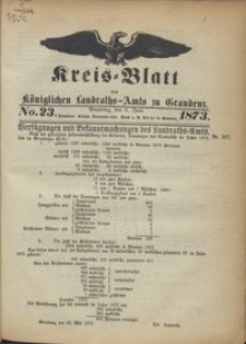 Kreis Blatt des Königlichen Landraths-Amts zu Graudenz 1873.06.06 nr 23