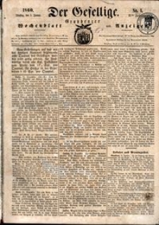 Der Der Gesellige : Graudenzer Wochenblatt und Anzeiger 1860.01.03 nr 1