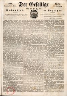 Der Gesellige : Graudenzer Wochenblatt und Anzeiger 1860.01.14 nr 6