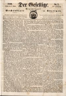 Der Gesellige : Graudenzer Wochenblatt und Anzeiger 1860.01.17 nr 7