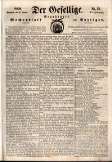 Der Gesellige : Graudenzer Wochenblatt und Anzeiger 1860.01.28 nr 12