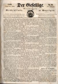 Der Gesellige : Graudenzer Wochenblatt und Anzeiger 1860.01.31 nr 13