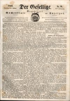 Der Gesellige : Graudenzer Wochenblatt und Anzeiger 1860.02.02 nr 14