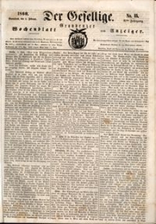 Der Gesellige : Graudenzer Wochenblatt und Anzeiger 1860.02.04 nr 15