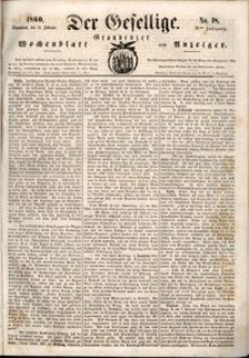 Der Gesellige : Graudenzer Wochenblatt und Anzeiger 1860.02.11 nr 18