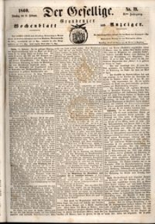 Der Gesellige : Graudenzer Wochenblatt und Anzeiger 1860.02.14 nr 19