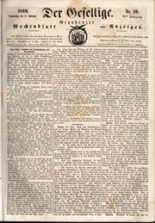 Der Gesellige : Graudenzer Wochenblatt und Anzeiger 1860.02.16 nr 20