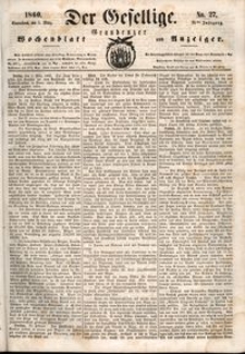 Der Gesellige : Graudenzer Wochenblatt und Anzeiger 1860.03.03 nr 27