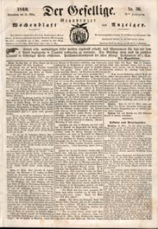 Der Gesellige : Graudenzer Wochenblatt und Anzeiger 1860.03.24 nr 36