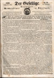 Der Gesellige : Graudenzer Wochenblatt und Anzeiger 1860.03.27 nr 37