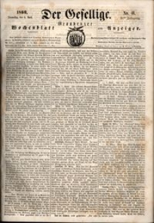 Der Gesellige : Graudenzer Wochenblatt und Anzeiger 1860.04.05 nr 41