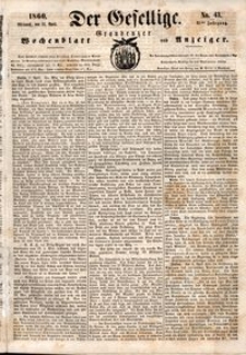 Der Gesellige : Graudenzer Wochenblatt und Anzeiger 1860.04.12 nr 43