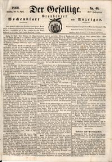Der Gesellige : Graudenzer Wochenblatt und Anzeiger 1860.04.24 nr 48