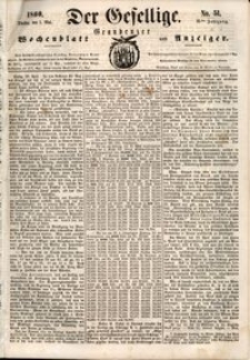 Der Gesellige : Graudenzer Wochenblatt und Anzeiger 1860.05.01 nr 51