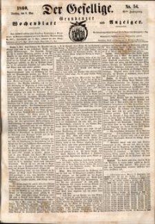 Der Gesellige : Graudenzer Wochenblatt und Anzeiger 1860.05.08 nr 54
