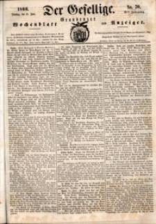 Der Gesellige : Graudenzer Wochenblatt und Anzeiger 1860.06.19 nr 70