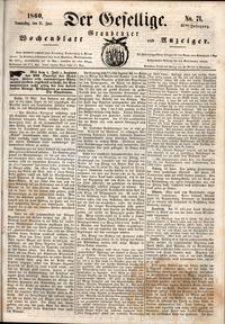 Der Gesellige : Graudenzer Wochenblatt und Anzeiger 1860.06.21 nr 71