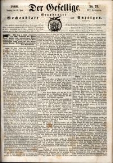 Der Gesellige : Graudenzer Wochenblatt und Anzeiger 1860.06.26 nr 73