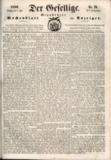 Der Gesellige : Graudenzer Wochenblatt und Anzeiger 1860.07.03 nr 76