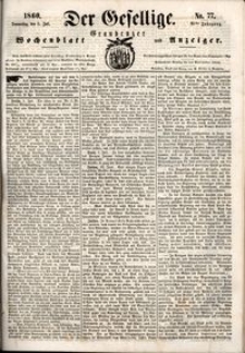 Der Gesellige : Graudenzer Wochenblatt und Anzeiger 1860.07.05 nr 77