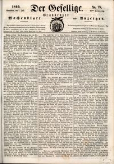 Der Gesellige : Graudenzer Wochenblatt und Anzeiger 1860.07.07 nr 78