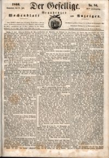 Der Gesellige : Graudenzer Wochenblatt und Anzeiger 1860.07.21 nr 84