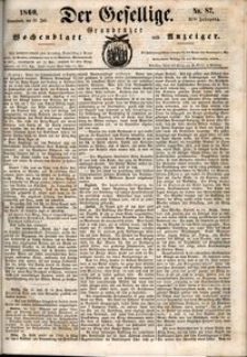 Der Gesellige : Graudenzer Wochenblatt und Anzeiger 1860.07.28 nr 87