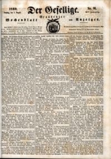 Der Gesellige : Graudenzer Wochenblatt und Anzeiger 1860.08.07 nr 91
