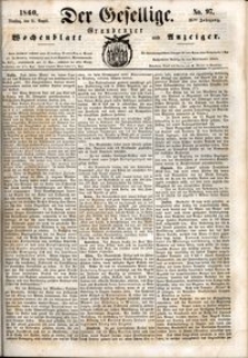 Der Gesellige : Graudenzer Wochenblatt und Anzeiger 1860.08.21 nr 97