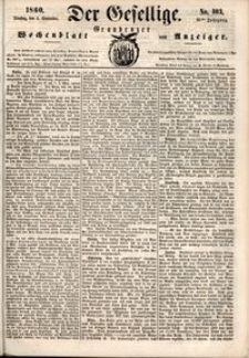 Der Gesellige : Graudenzer Wochenblatt und Anzeiger 1860.09.04 nr 103