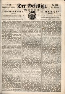 Der Gesellige : Graudenzer Wochenblatt und Anzeiger 1860.09.06 nr 104