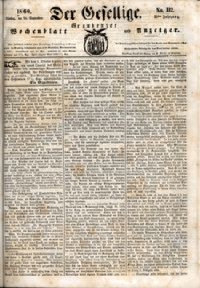 Der Gesellige : Graudenzer Wochenblatt und Anzeiger 1860.09.24 nr 112
