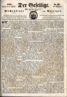 Der Gesellige : Graudenzer Wochenblatt und Anzeiger 1860.09.27 nr 113