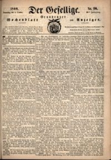 Der Gesellige : Graudenzer Wochenblatt und Anzeiger 1860.10.04 nr 116