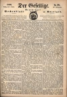 Der Gesellige : Graudenzer Wochenblatt und Anzeiger 1860.10.09 nr 118