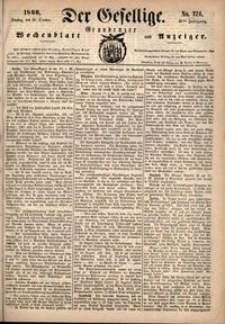 Der Gesellige : Graudenzer Wochenblatt und Anzeiger 1860.10.23 nr 124