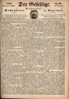 Der Gesellige : Graudenzer Wochenblatt und Anzeiger 1860.11.01 nr 128