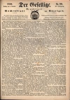 Der Gesellige : Graudenzer Wochenblatt und Anzeiger 1860.12.04 nr 142