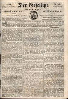 Der Gesellige : Graudenzer Wochenblatt und Anzeiger 1860.12.20 nr 149