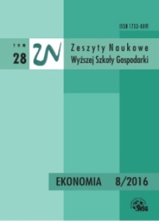 Zeszyty Naukowe Wyższej Szkoły Gospodarki w Bydgoszczy. T. 28 (2016), Ekonomia, Nr 8